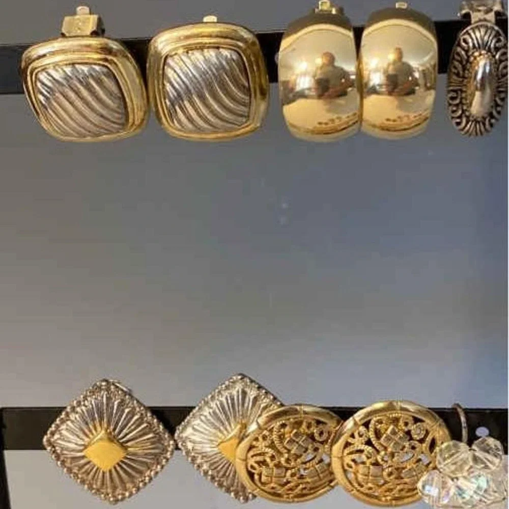 Beautiful Array Of Elegant Vintage Clip On Earrings - Silver, Gold, Coral, Shell